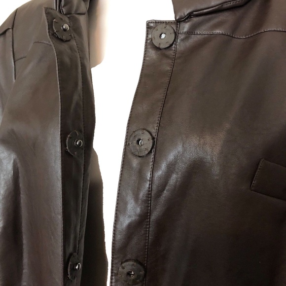 Jones New York Collection Brown Walnut Cropped Faux-Leather Jacket Plus Size 22W - Picture 6 of 12